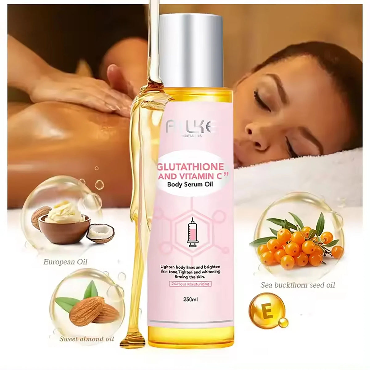 AILKE Glutathion and Vitamin C Whitening Set, Moisturizing, Remove Melanin, Freckles, Black Spots, Chloasma, Clean Skin
