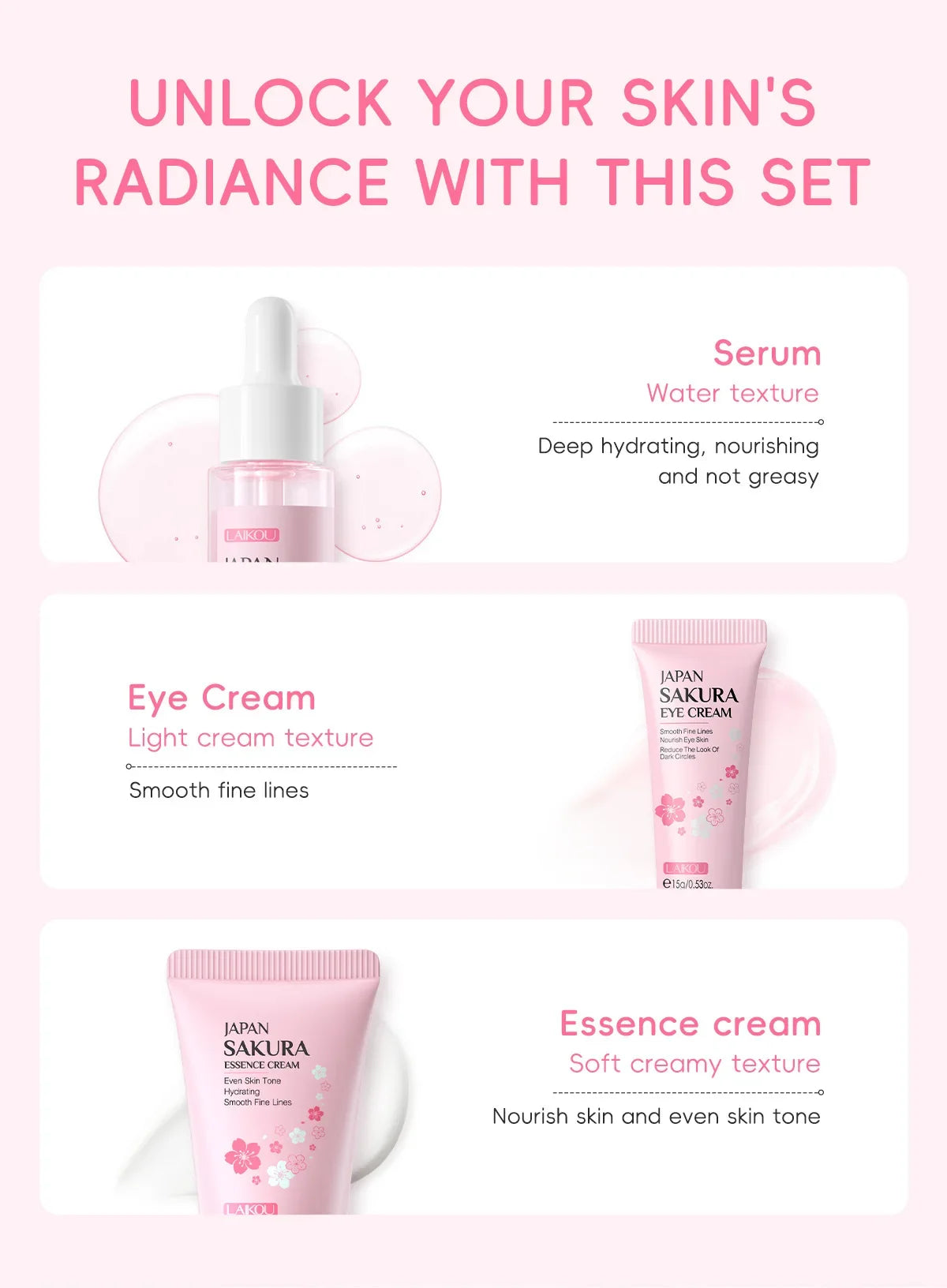Sakura Skin Care Sets Face Cream Serum