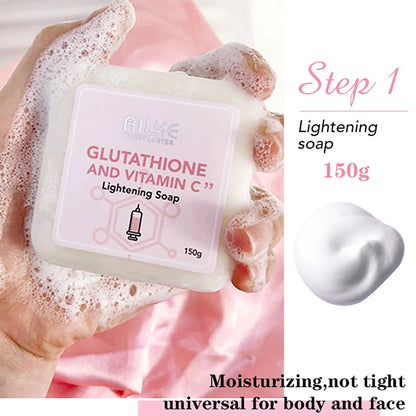 AILKE Brightening Skin Care Set, With Vitamin C, Glutathione, Reduce Spots, Moisturizing, Smooth Soft Skin, Improve Skin Radiant