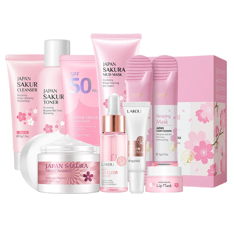 9pcs Sakura skincare set Korean facial care kit