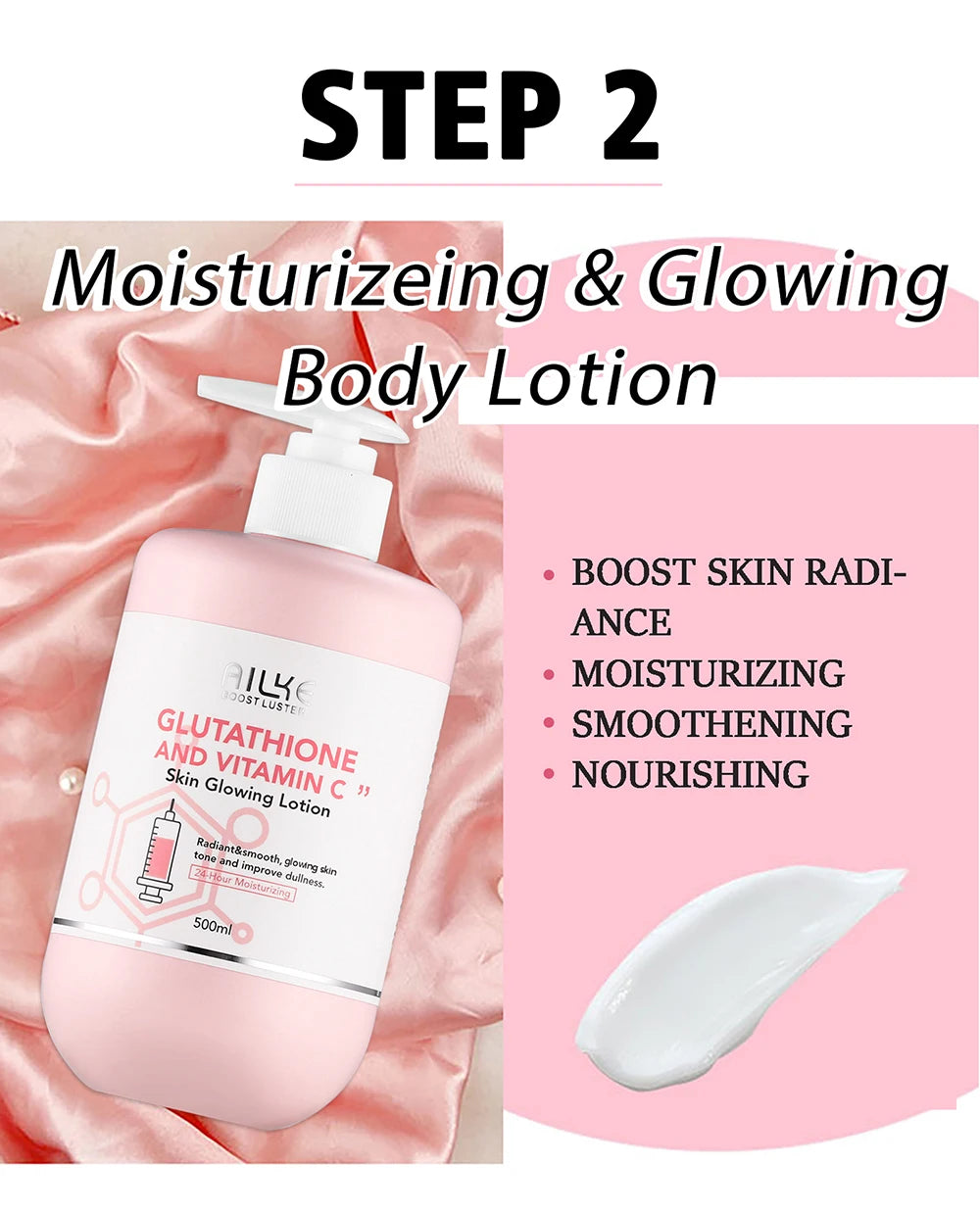 AILKE Brightening Skin Care Set, With Vitamin C, Glutathione, Reduce Spots, Moisturizing, Smooth Soft Skin, Improve Skin Radiant