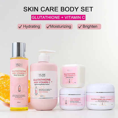 AILKE Glutathion and Vitamin C Whitening Set, Moisturizing, Remove Melanin, Freckles, Black Spots, Chloasma, Clean Skin