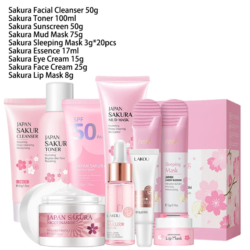 9pcs Sakura skincare set Korean facial care kit